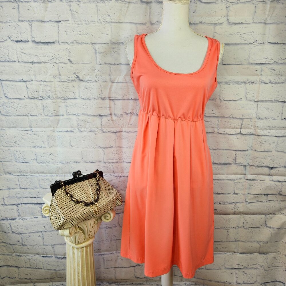 Columbia Size M Peach Orange Omni Shade Sun Protection Sleeveless Dress Pockets